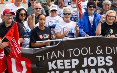 Unifor members, workers and community rally against Titan Tool & Die