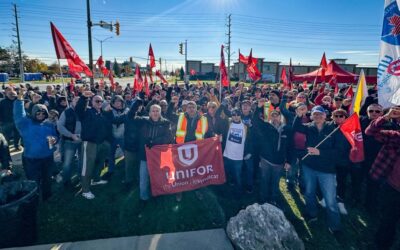 Unifor members take action to defend Canadian auto jobs at Brampton and CAMI Assembly Plants