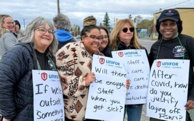 Unifor health care workers protest hospital layoffs at Quinte Health